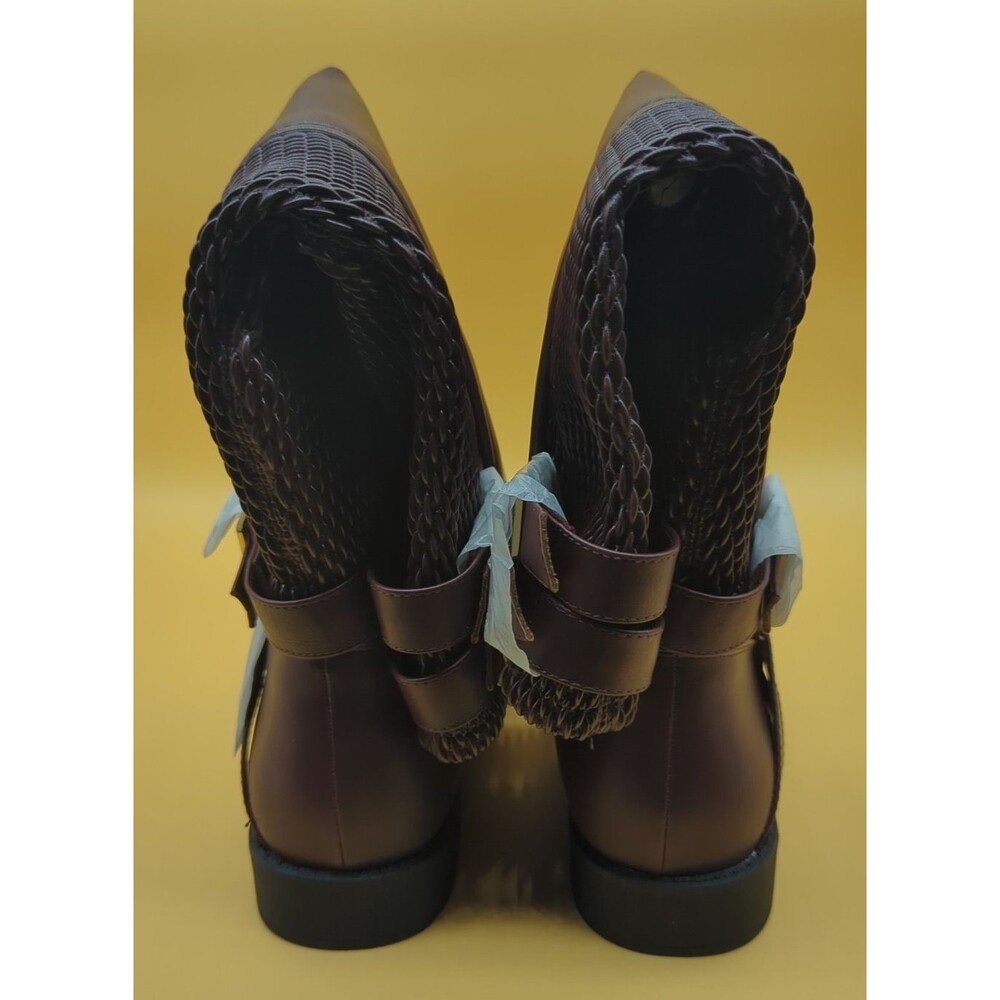 Shoe Dazzle Tessa Textured Flat Boot Women’s Sz 9.5 Bordeaux Riding Boot - Picture 8 of 15